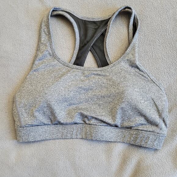 REEBOK Sports Bra Womens Large Heathered Gray Padded Peekaboo Back Run Gym Yoga - Picture 12 of 12